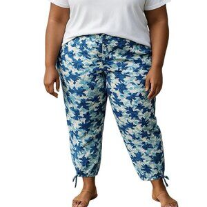 Kate & Mallory Pull On Pants Plus Size 3X Side Tie Hem Liquid Knit Blue Tie Dye